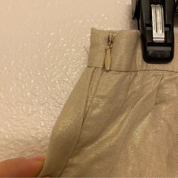 Anthropologie Edme & Esyllte Gilded Lily Gold linen Tiered tulip Skirt -10 - Picture 8 of 11